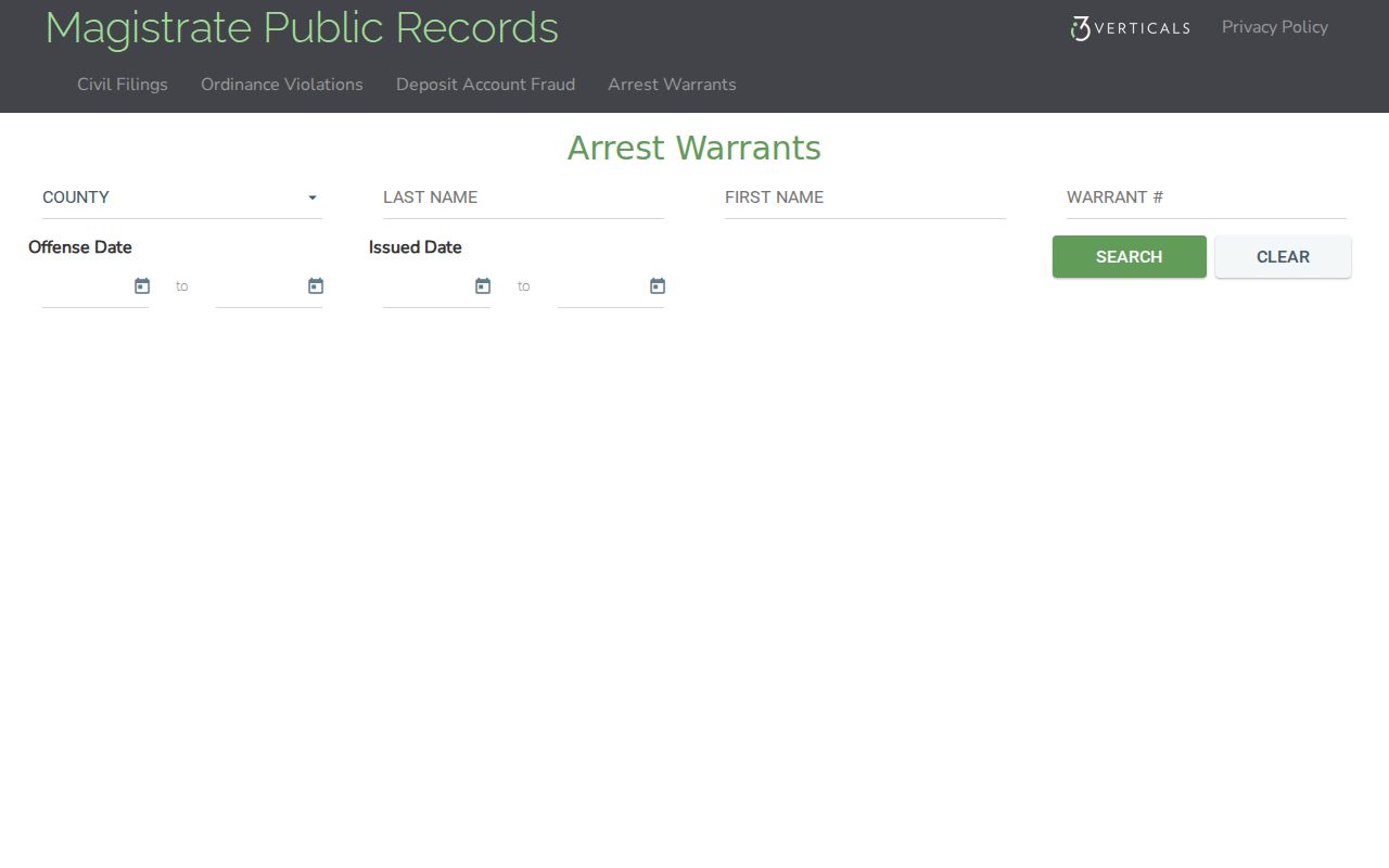 Wilkinson County arrest warrant search fields