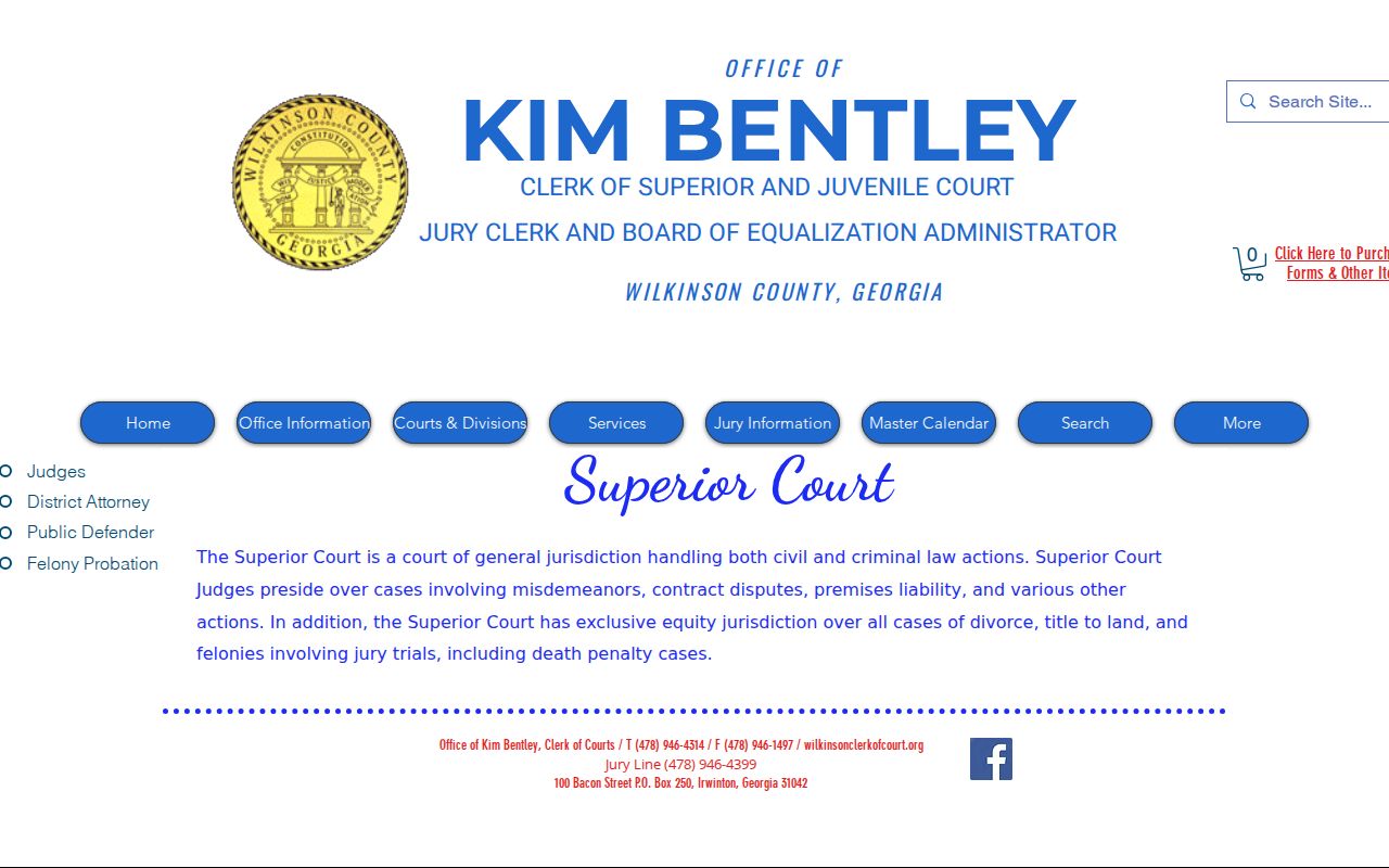 Wilkinson County Superior Court official information page