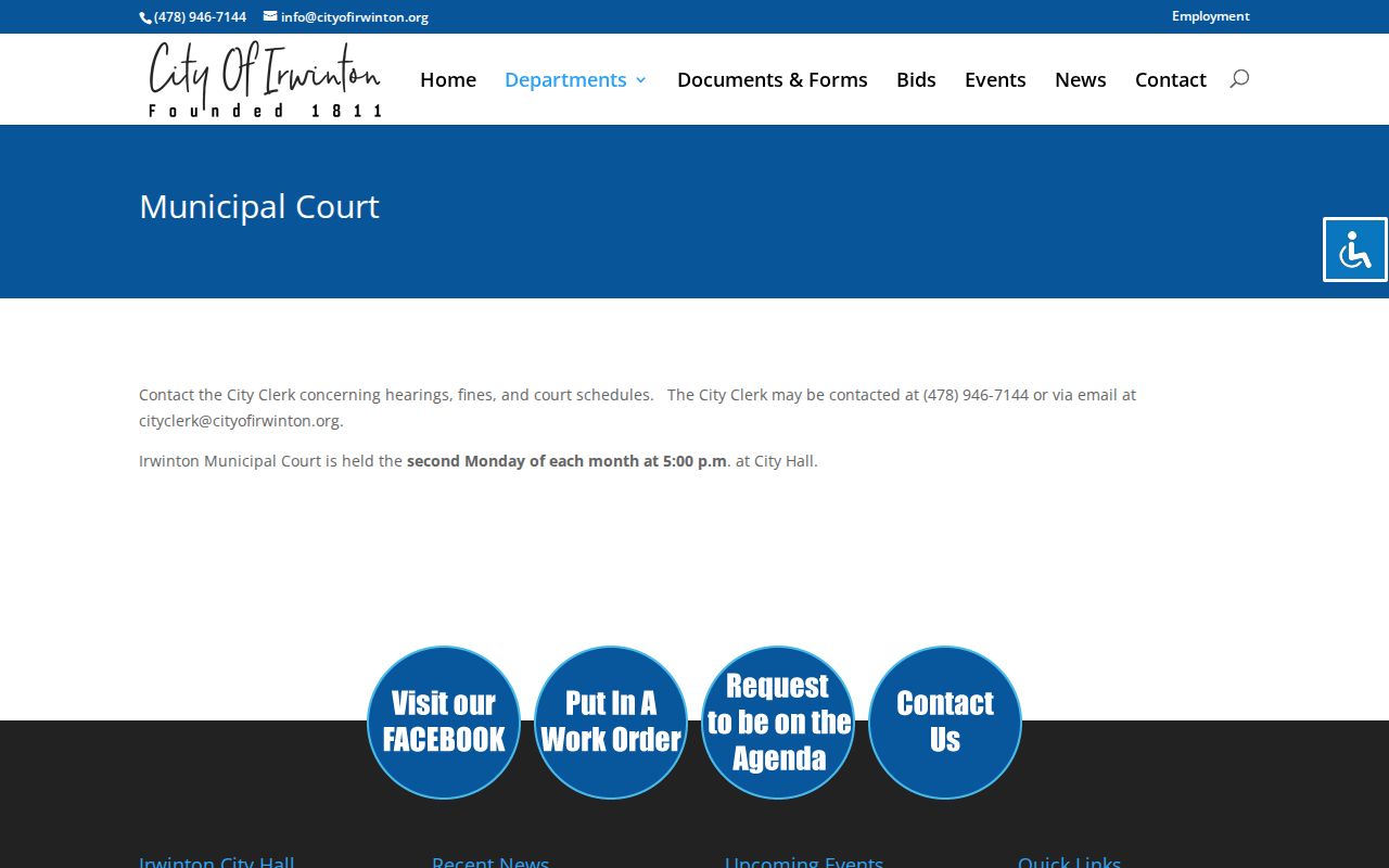 Official Irwinton municipal court and traffic payment information