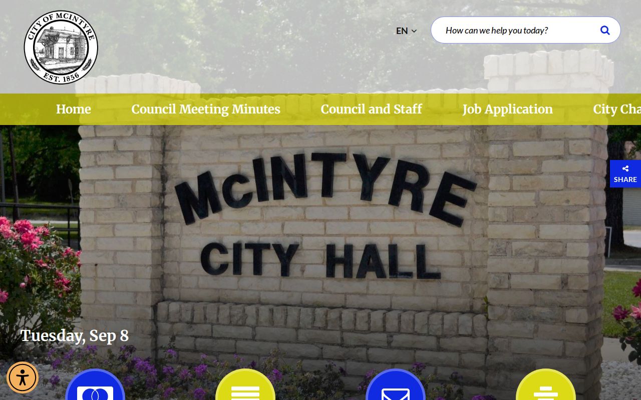 Official McIntyre city website used for municipal warrant record routing