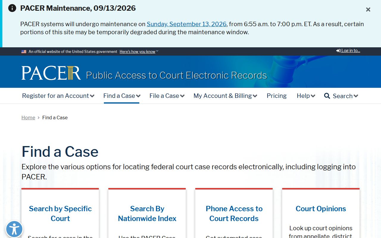 PACER federal case search options for matters involving Wilkinson County