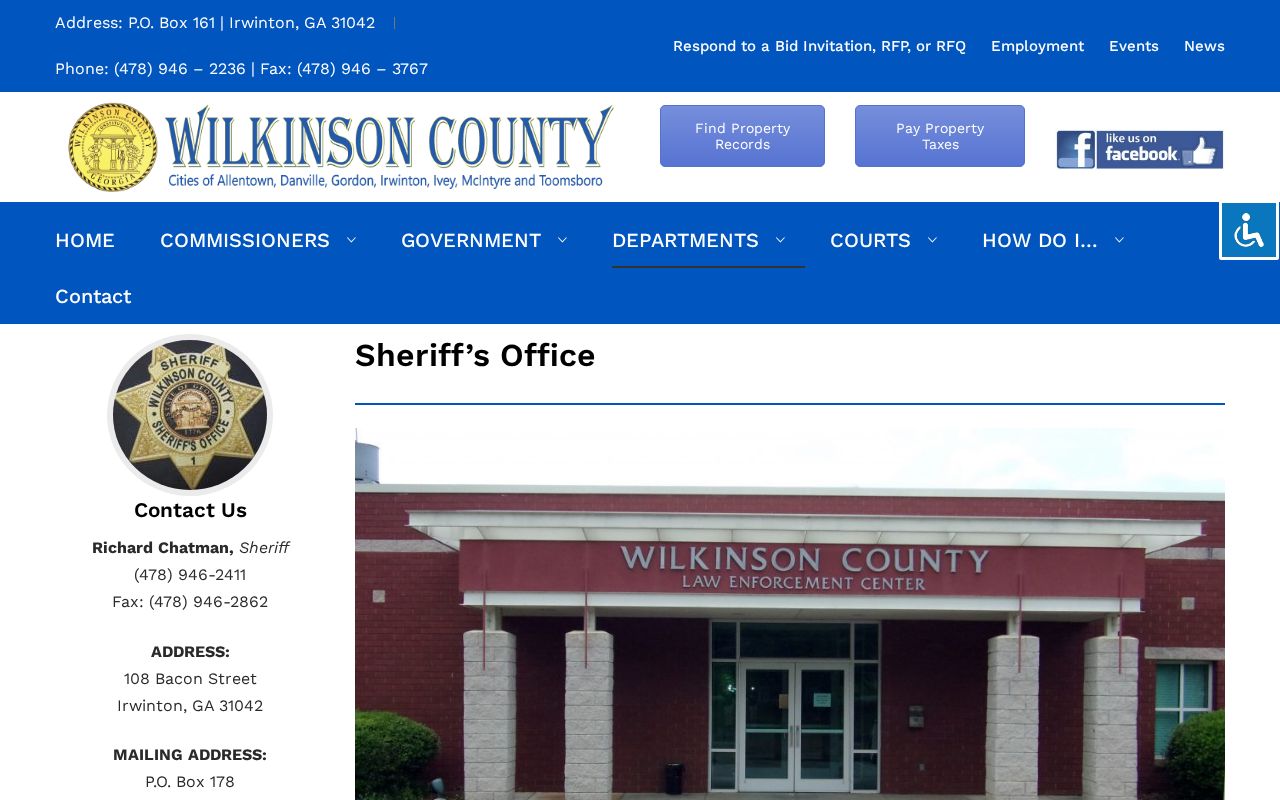 Official Wilkinson County Sheriff's Office contact page